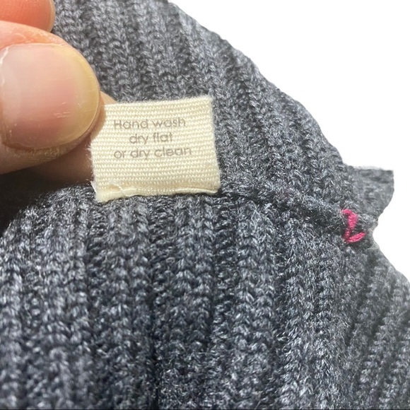 LABEL + thread Women Blue & Grey Crochet Wool Oversized Poncho Sweater Sz Small - Picture 9 of 11